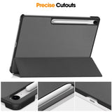 EIDERWOOD Samsung Galaxy Tab S10 FE+ (Plus) Konstläder Flip Fodral m. Stativfunktion & Pencil Hållare - Grå