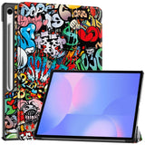 EIDERWOOD Samsung Galaxy Tab S10 FE+ (Plus) Tri-Fold Konstläder Flip Fodral m. Mönster - Graffiti
