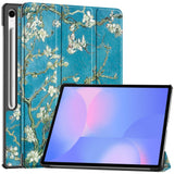 EIDERWOOD Samsung Galaxy Tab S10 FE+ (Plus) Tri-Fold Konstläder Flip Fodral m. Mönster - Blomma