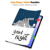 EIDERWOOD Samsung Galaxy Tab S10 FE+ (Plus) Tri-Fold Konstläder Flip Fodral m. Mönster - Katt