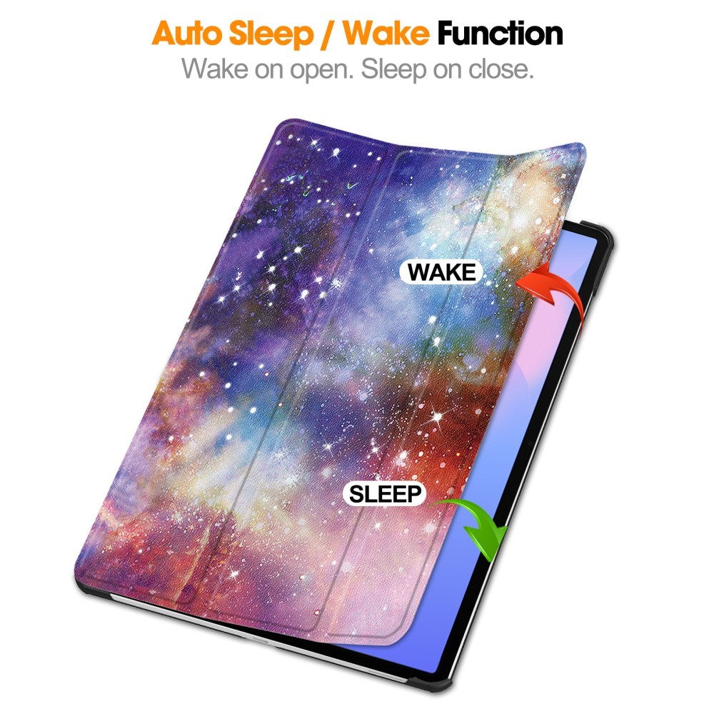 EIDERWOOD Samsung Galaxy Tab S10 FE+ (Plus) Tri-Fold Konstläder Flip Fodral m. Mönster - Galax