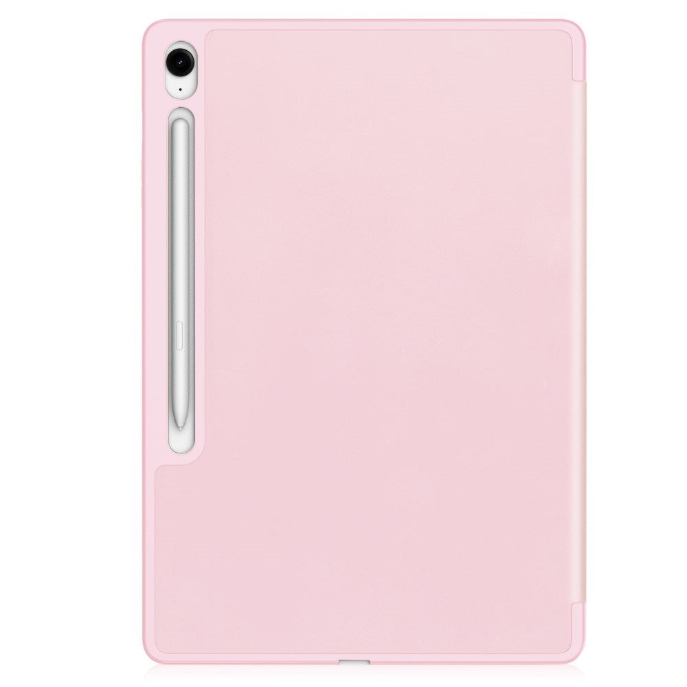 EIDERWOOD Samsung Galaxy Tab S10 FE+ (Plus) Tri-Fold Konstläder Fodral med Stylus Pen Hållare - Rosa