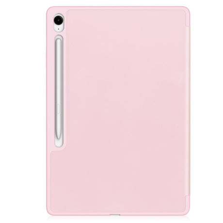 EIDERWOOD Samsung Galaxy Tab S10 FE+ (Plus) Tri-Fold Konstläder Fodral med Stylus Pen Hållare - Rosa
