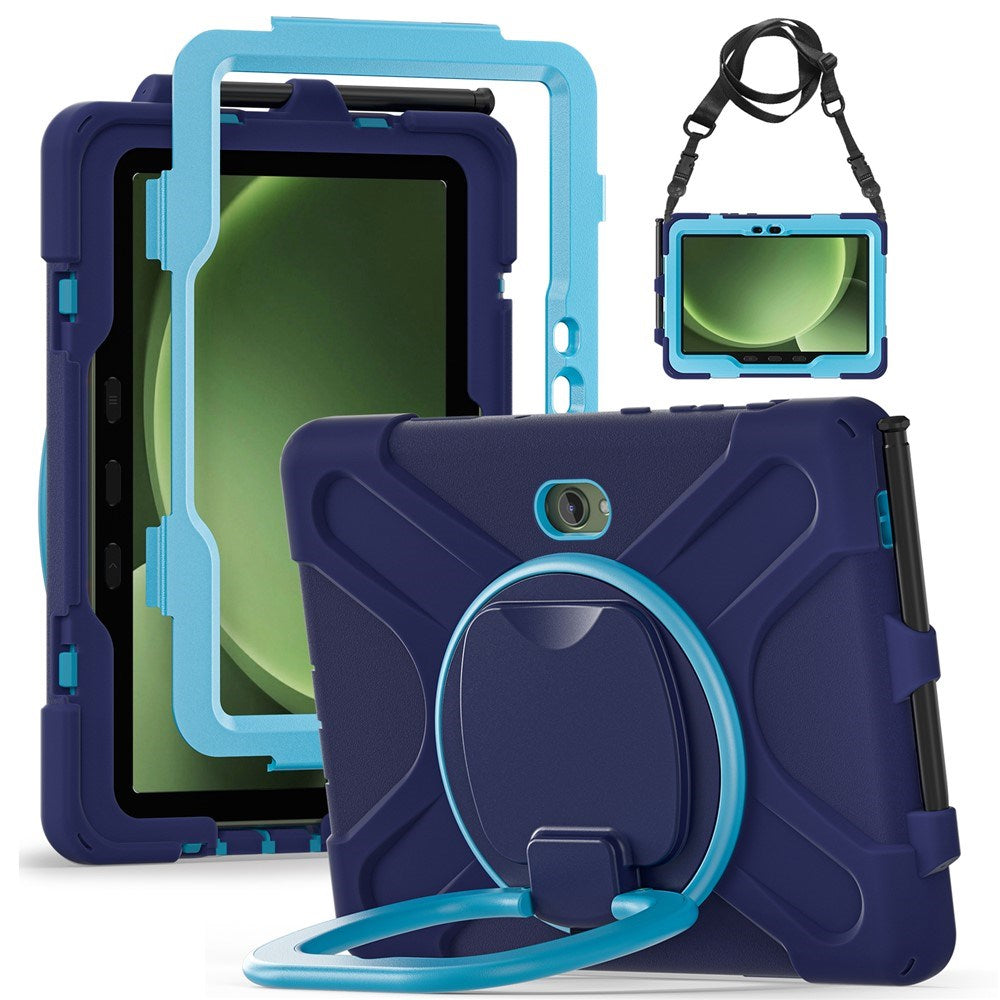 Samsung Galaxy Tab Active5 Pro / Active4 Pro EIDERWOOD Hybrid Plast Barn Skal m. Kickstand & Rem - Blå