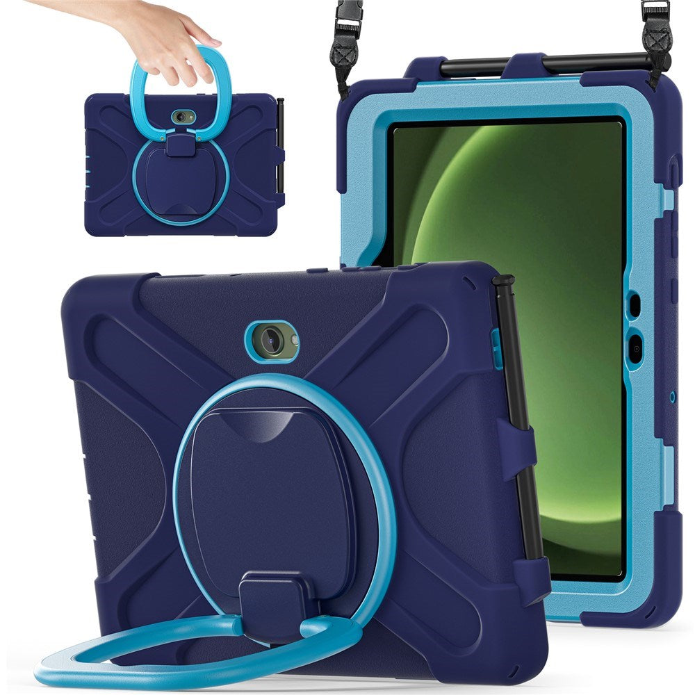Samsung Galaxy Tab Active5 Pro / Active4 Pro EIDERWOOD Hybrid Plast Barn Skal m. Kickstand & Rem - Blå