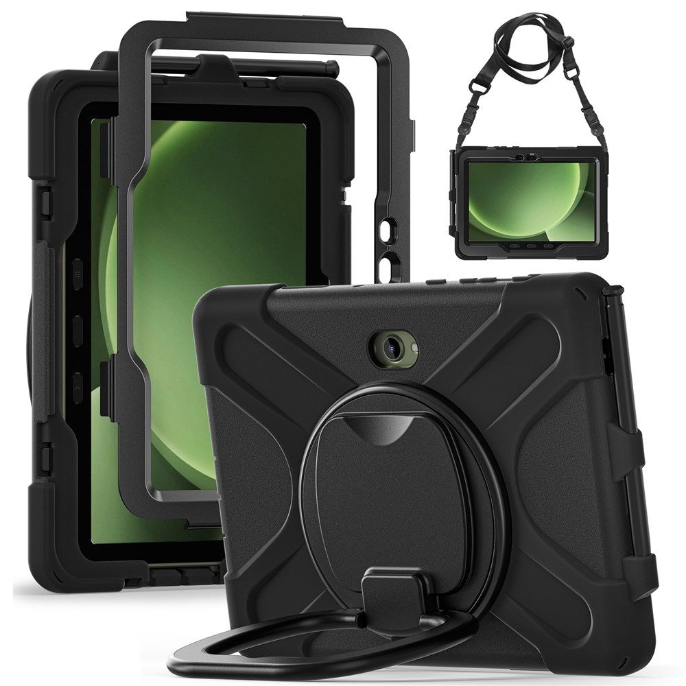 Samsung Galaxy Tab Active5 Pro / Active4 Pro EIDERWOOD Hybrid Plast Barn Skal m. Kickstand & Rem - Svart