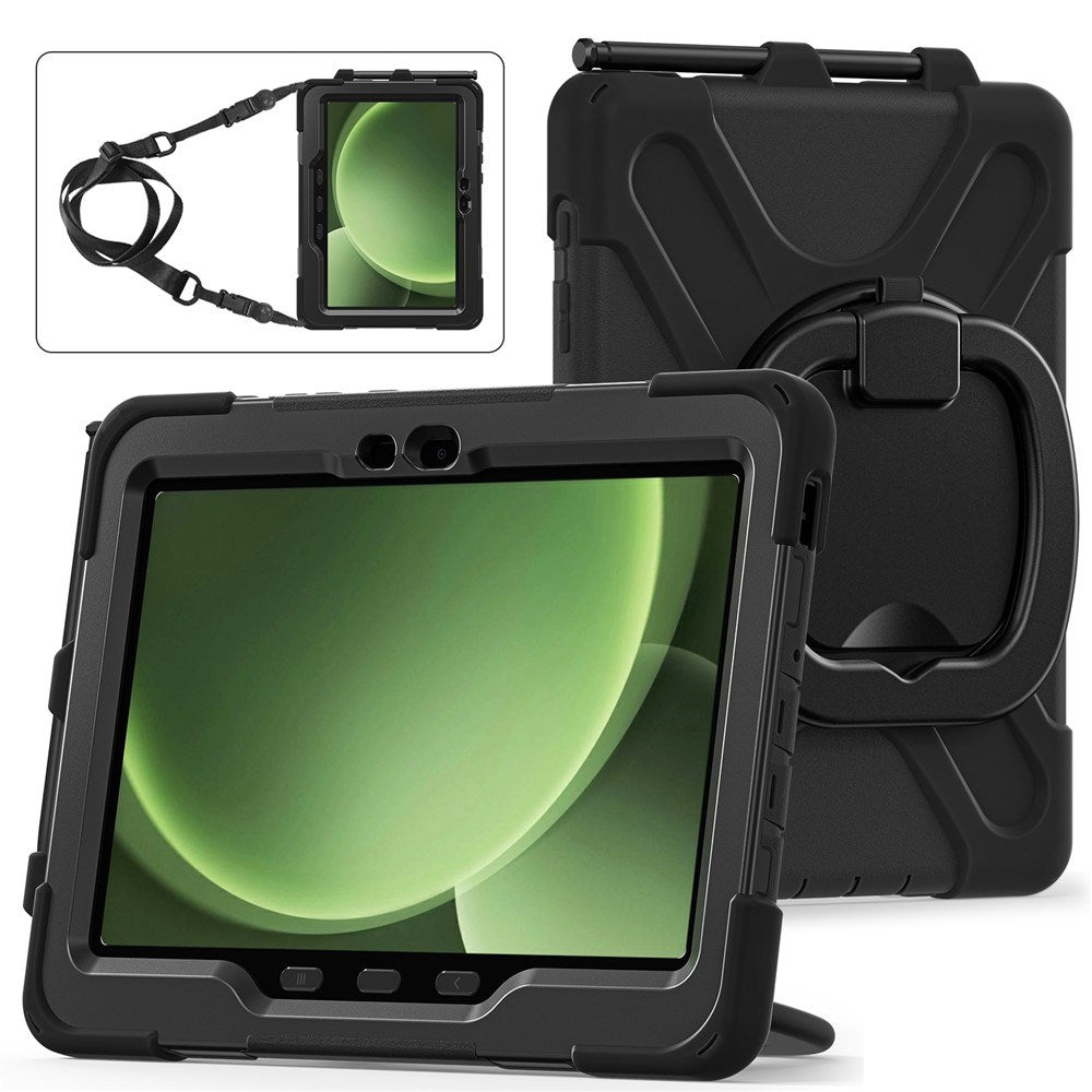 Samsung Galaxy Tab Active5 Pro / Active4 Pro EIDERWOOD Hybrid Plast Barn Skal m. Kickstand & Rem - Svart