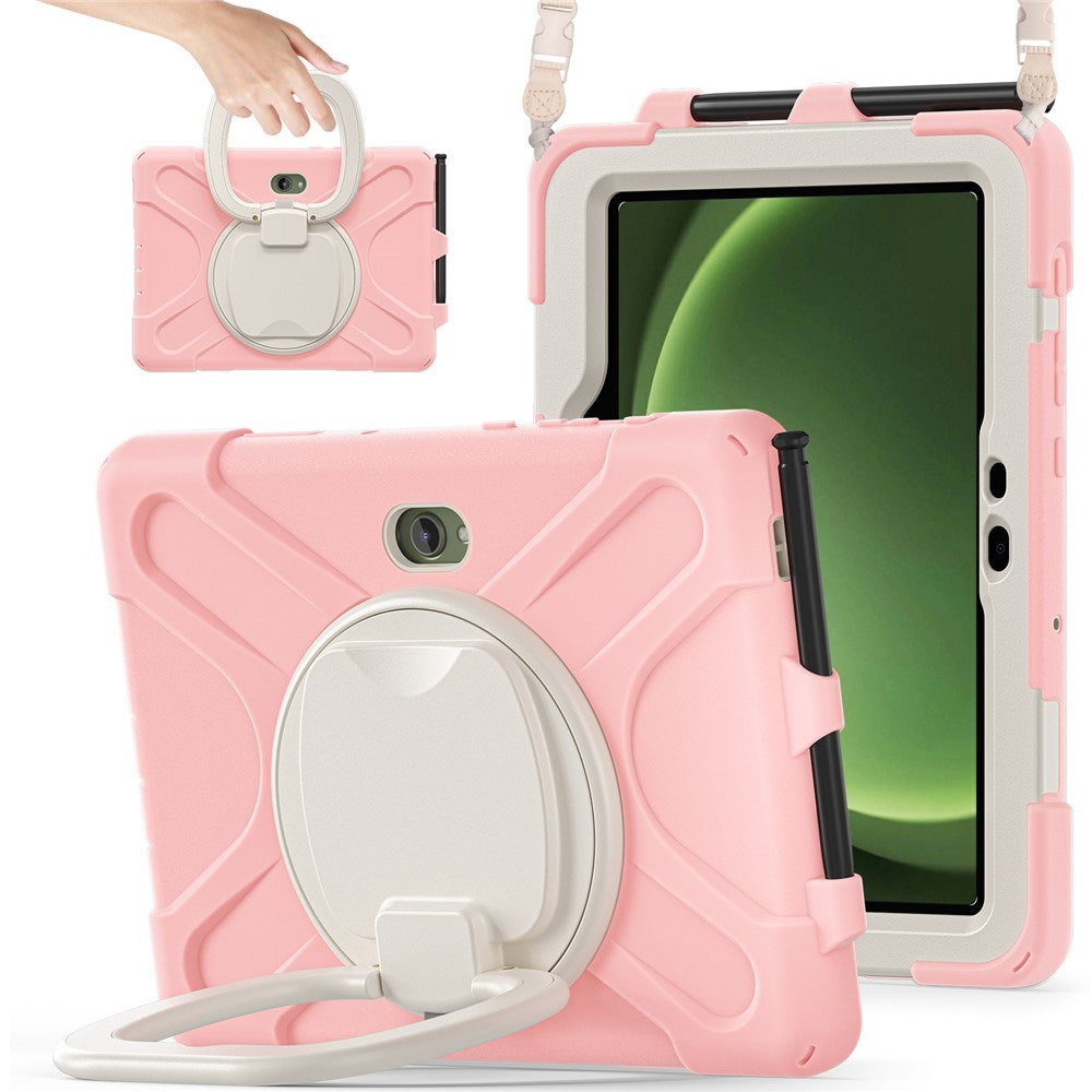 Samsung Galaxy Tab Active5 Pro / Active4 Pro EIDERWOOD Hybrid Plast Barn Skal m. Kickstand & Rem - Rosa