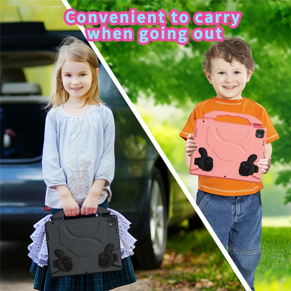 EIDERWOOD iPad Pro 12.9" (2022 / 2021 / 2020 / 2018) / Air 13" (2025 / 2024) / Pro 13" (2025 / 2024) Barn Skal m. Thumb Kickstand - Svart