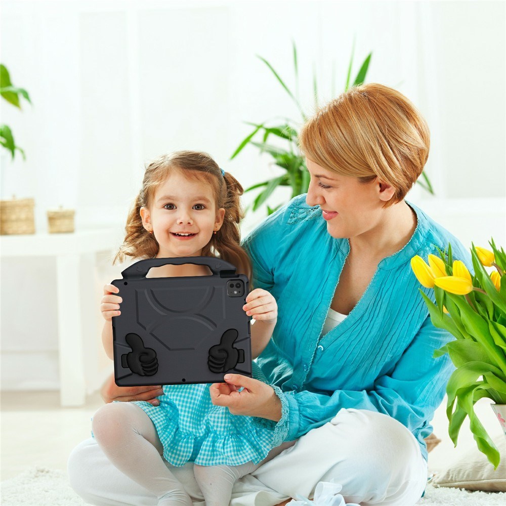 EIDERWOOD iPad Pro 12.9" (2022 / 2021 / 2020 / 2018) / Air 13" (2025 / 2024) / Pro 13" (2025 / 2024) Barn Skal m. Thumb Kickstand - Svart