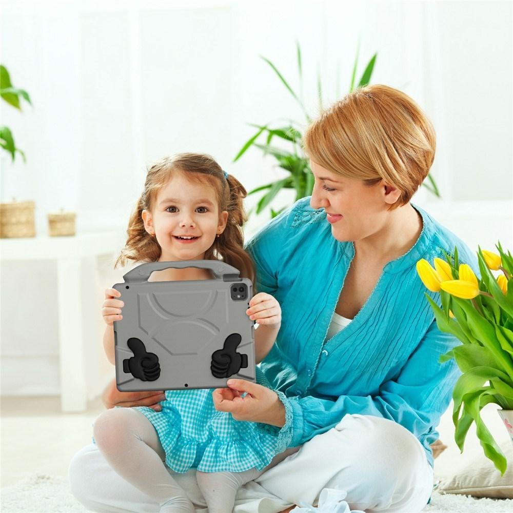 EIDERWOOD iPad Pro 12.9" (2022 / 2021 / 2020 / 2018) / Air 13" (2025 / 2024) / Pro 13" (2025 / 2024) Barn Skal m. Thumb Kickstand - Grå