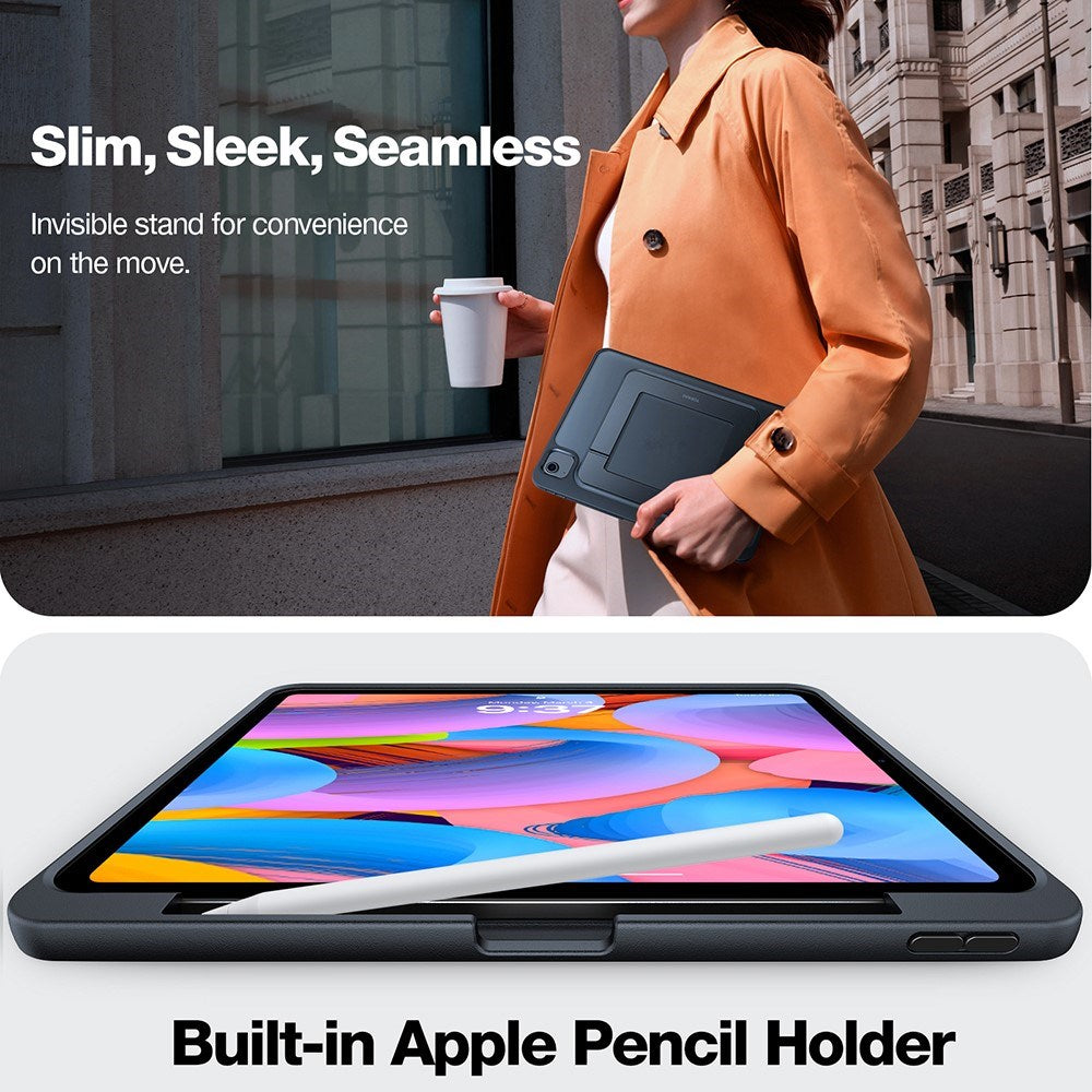 iPad Air 11" (2025 / 2024) / Air (2022 / 2020) TORRAS Skal m. Kickstand & Apple Pencil Hållare - Genomskinlig/ Svart