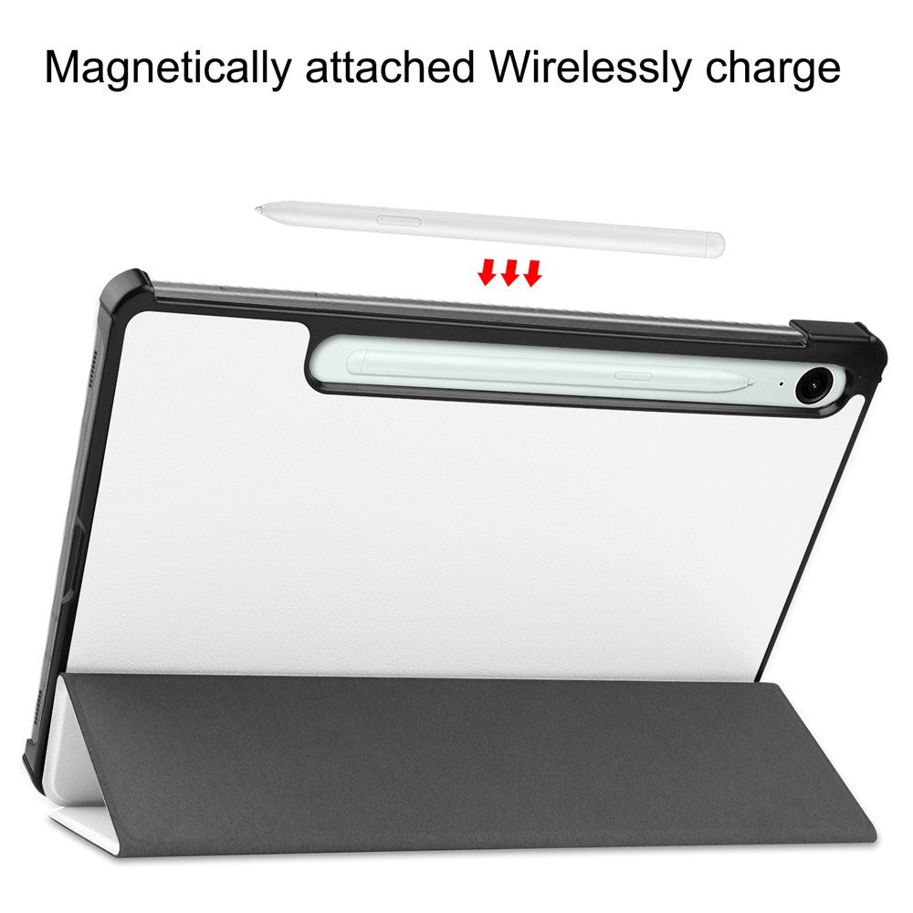 EIDERWOOD Samsung Galaxy Tab S11 / S10 Lite Tri-Fold Konstläder Fodral - Vit