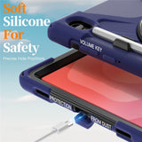 EIDERWOOD Samsung Galaxy Tab S11 Stötsäkert Skal med 360 Graders Roterbart Stativ & Kardborreband - Mörkblå