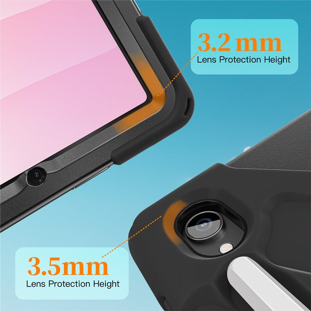 EIDERWOOD Samsung Galaxy Tab S11 Stötsäkert Skal med 360 Graders Roterbart Stativ & Kardborreband - Svart