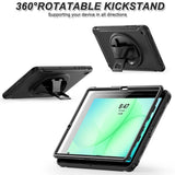Samsung Galaxy Tab A11+ (Plus) EIDERWOOD Stötsäkert Skal med 360 Graders Roterbart Stativ - Svart