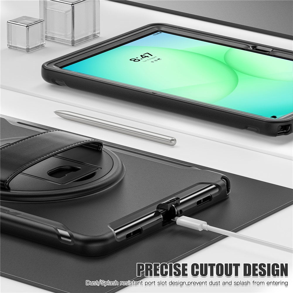 Samsung Galaxy Tab A11+ (Plus) EIDERWOOD Stötsäkert Skal med 360 Graders Roterbart Stativ - Svart