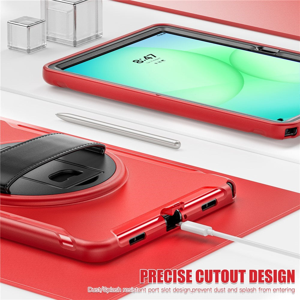 Samsung Galaxy Tab A11+ (Plus) EIDERWOOD Stötsäkert Skal med 360 Graders Roterbart Stativ - Röd