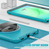 Samsung Galaxy Tab A11+ (Plus) EIDERWOOD Stötsäkert Skal med 360 Graders Roterbart Stativ - Petroleumblå