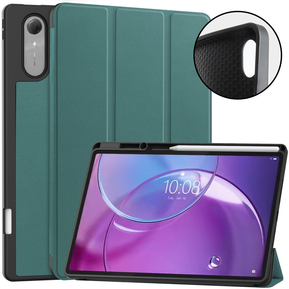 Lenovo Idea Tab Pro (2. Gen.) 13" EIDERWOOD Konstläder Fodral m. Stativfunktion & Pencil Hållare - Grön