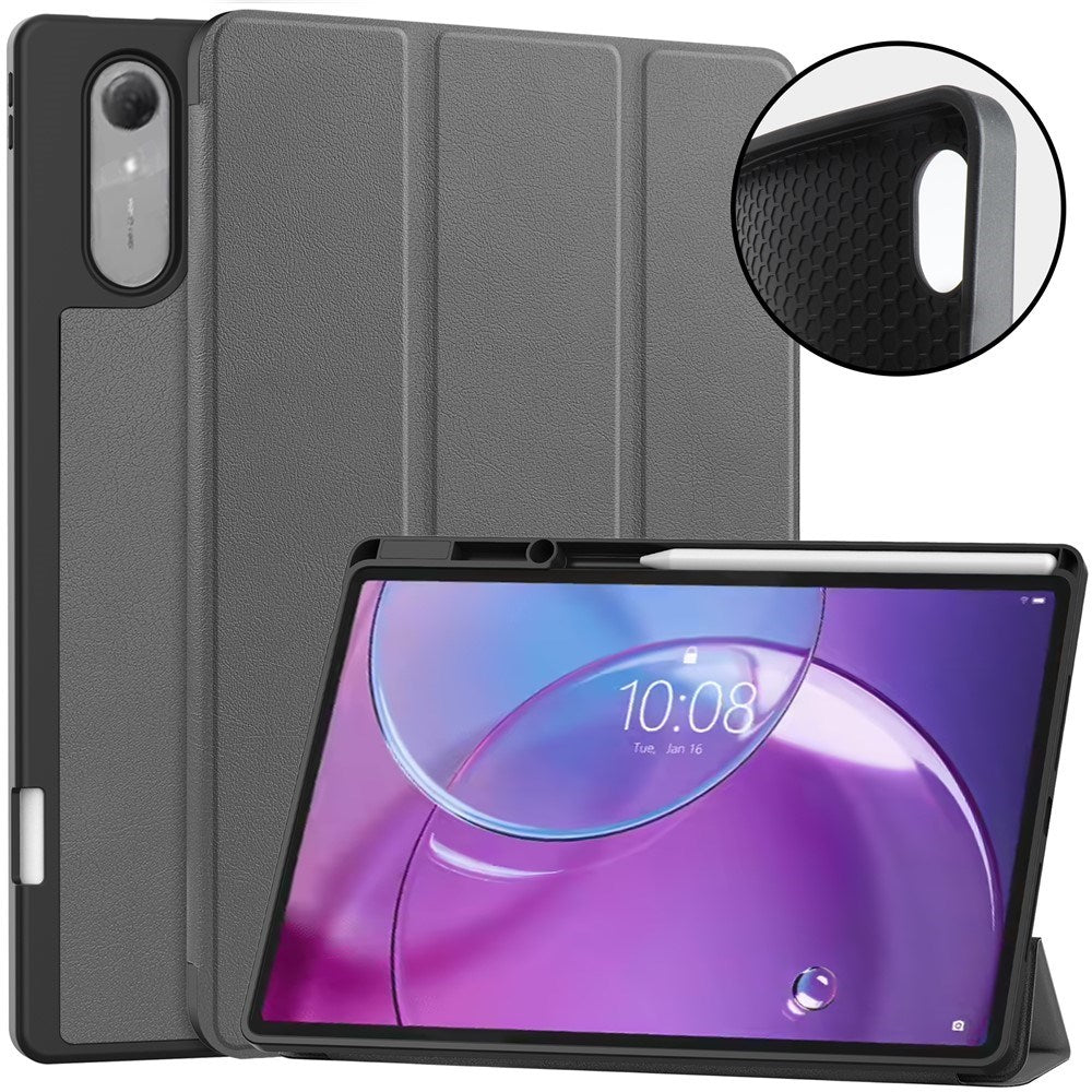 Lenovo Idea Tab Pro (2. Gen.) 13" EIDERWOOD Konstläder Fodral m. Stativfunktion & Pencil Hållare - Grå