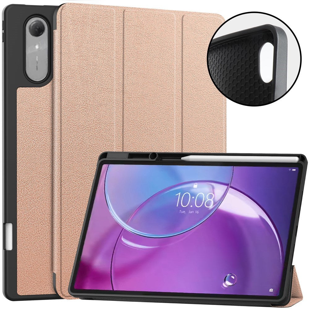Lenovo Idea Tab Pro (2. Gen.) 13" EIDERWOOD Konstläder Fodral m. Stativfunktion & Pencil Hållare - Rose Gold