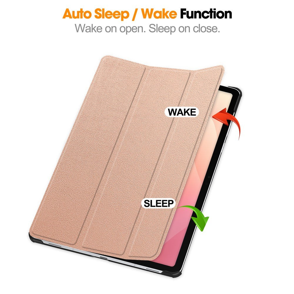 Samsung Galaxy Tab S12+ (Plus) EIDERWOOD Konstläder Fodral med Stativfunktion - Rose Gold