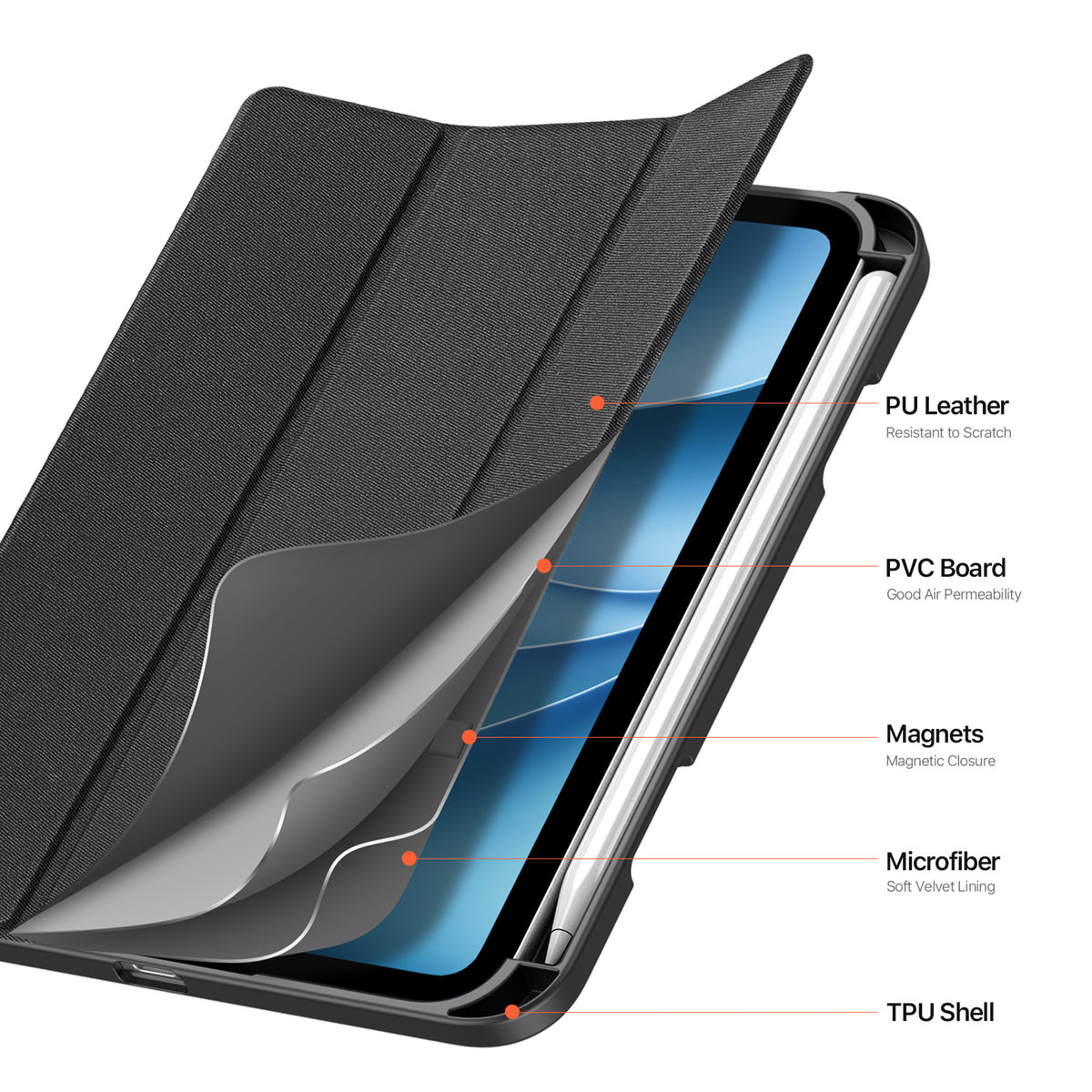 iPad Mini (2026) 8. Gen. DUX DUCIS DOMO Tri-Fold Konstläder Fodral - Svart