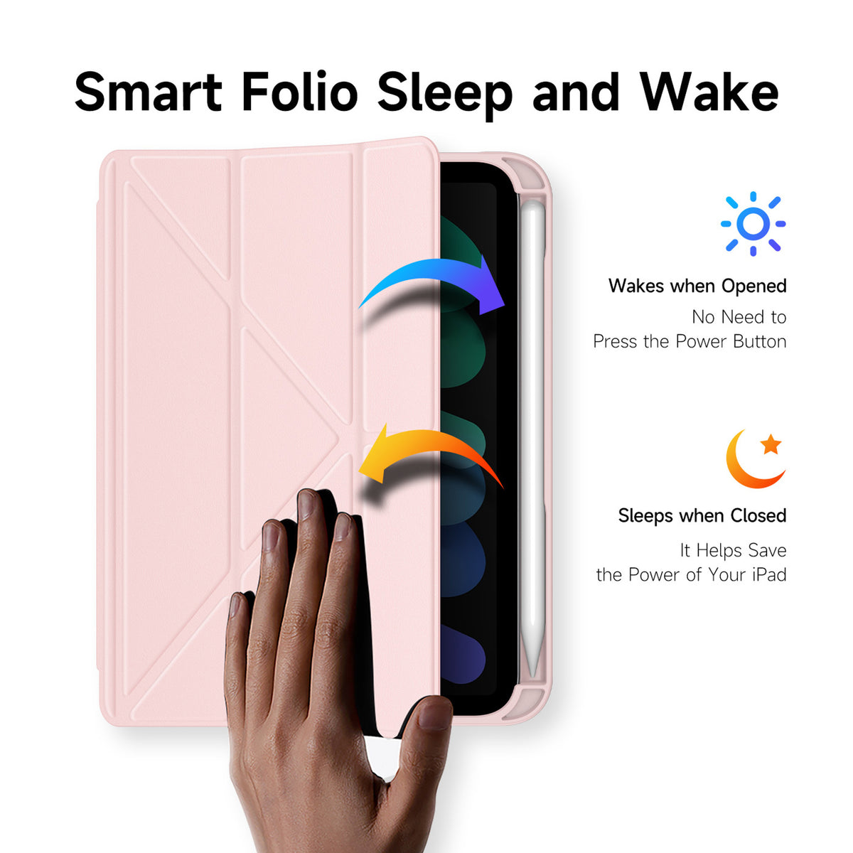 iPad Mini (2026) 8. Gen. DUX DUCIS MAGI Origami Hybrid Fodral m. Stativfunktion - Rosa
