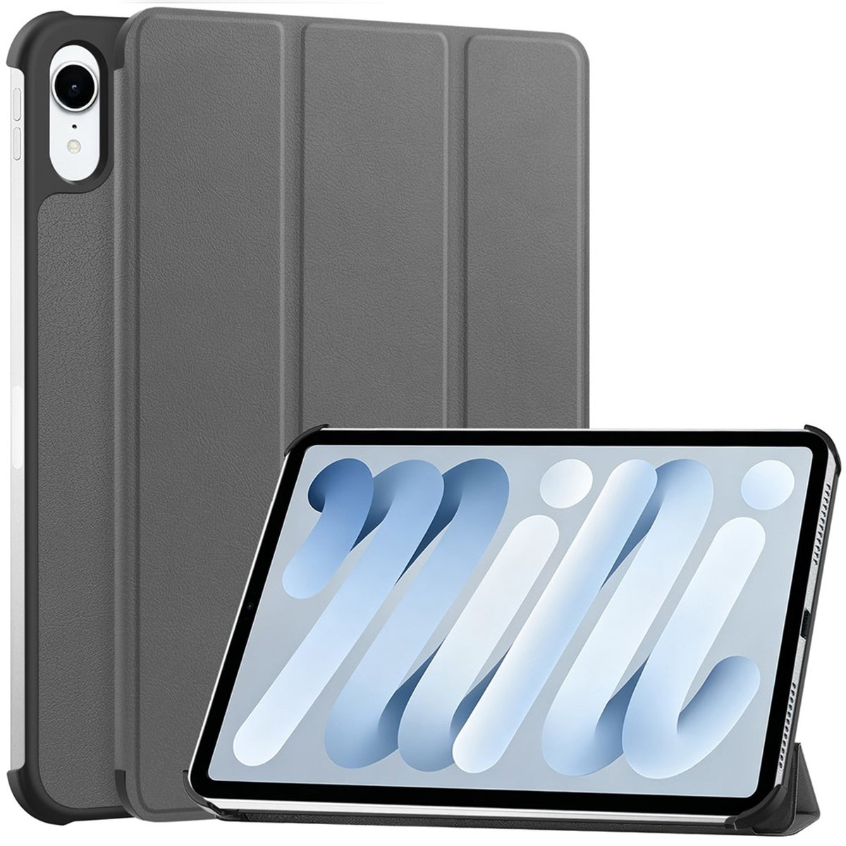 iPad Mini (2026) 8. Gen. EIDERWOOD Konstläder Tri-Fold Fodral m. Stödfunktion - Grå