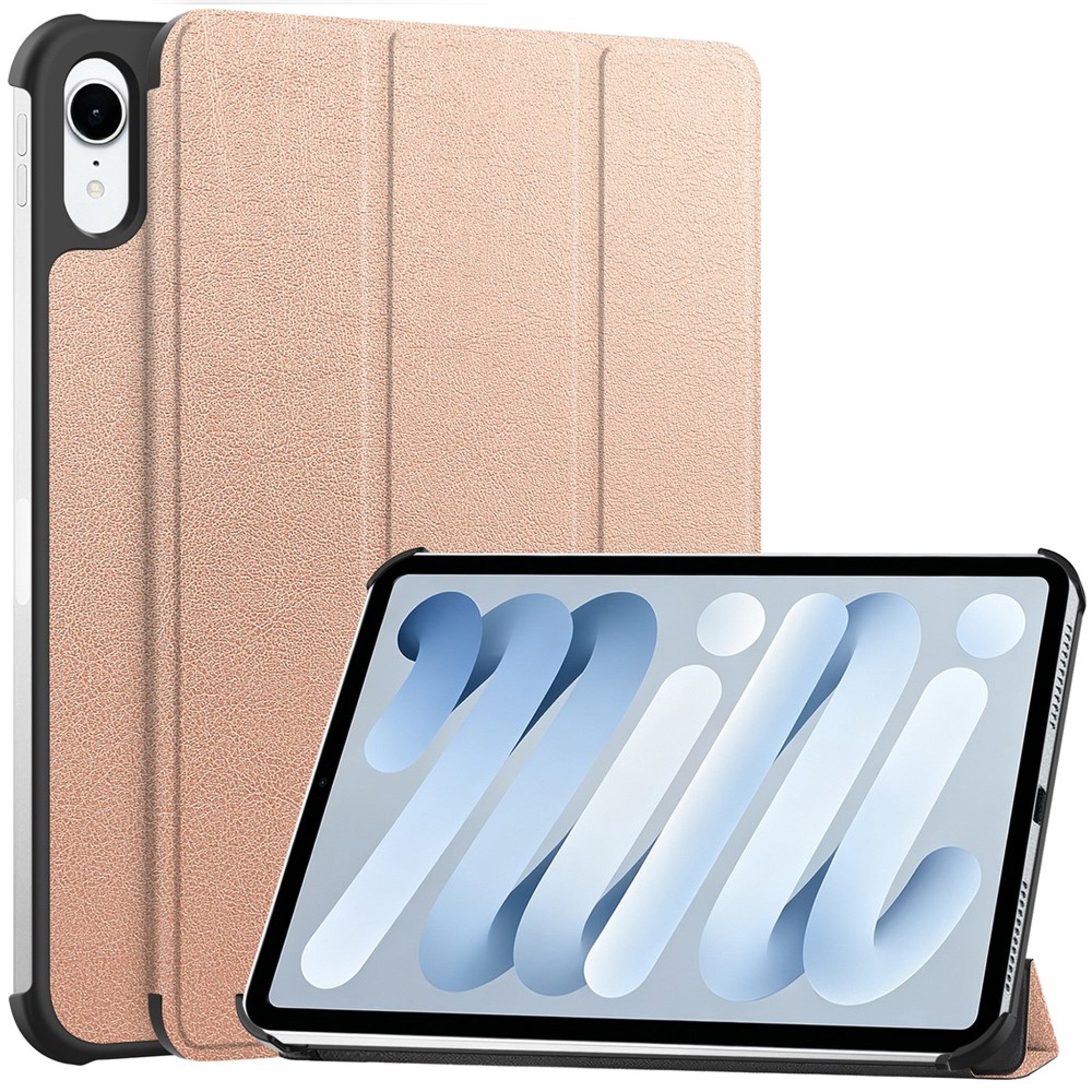 iPad Mini (2026) 8. Gen. EIDERWOOD Konstläder Tri-Fold Fodral m. Stödfunktion - Rose Gold