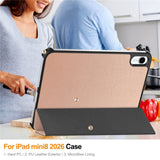 iPad Mini (2026) 8. Gen. EIDERWOOD Konstläder Tri-Fold Fodral m. Stödfunktion - Rose Gold
