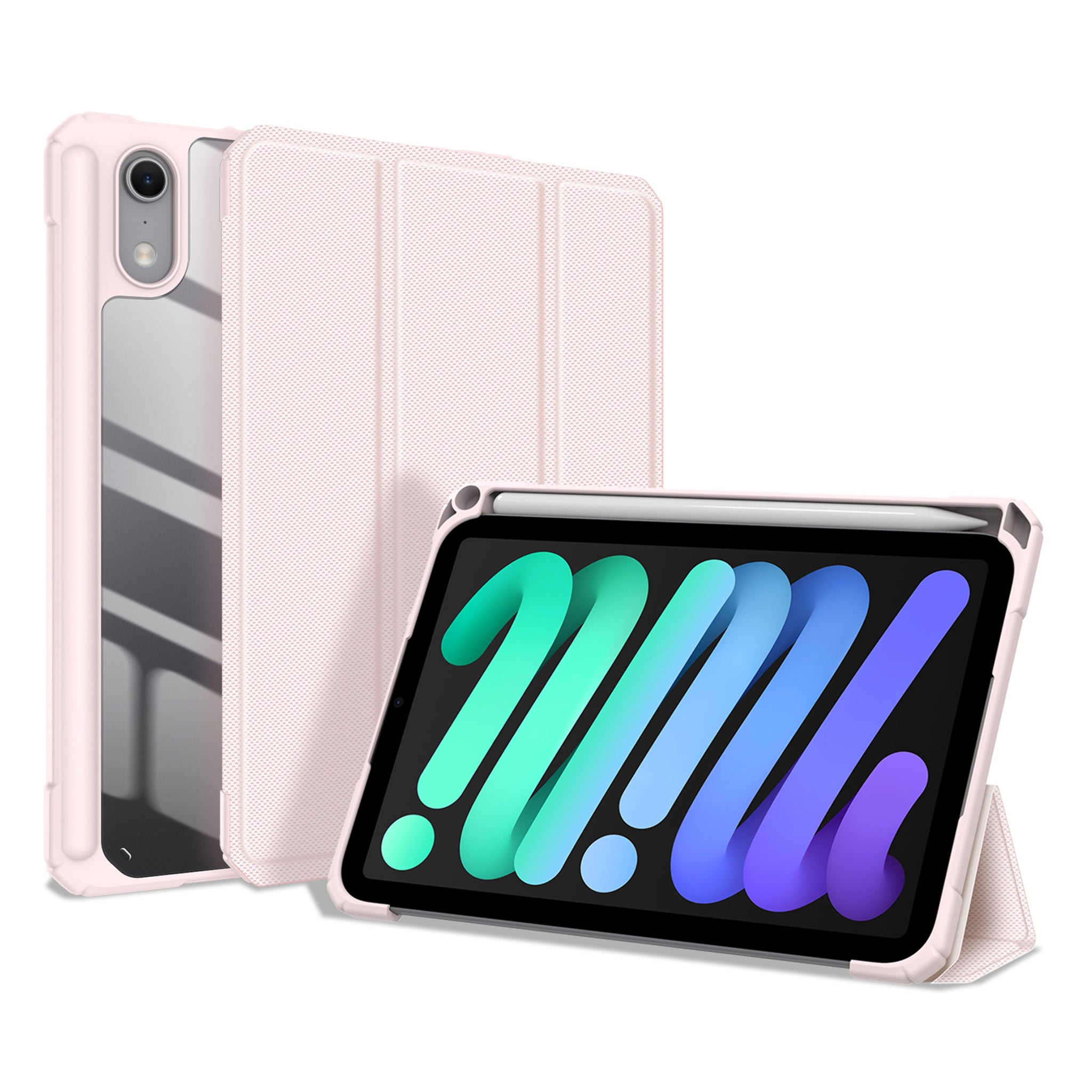 iPad Mini (2026) 8. Gen. DUX DUCIS TOBY Tri-Fold Konstläder Fodral m. Stativfunktion - Rosa
