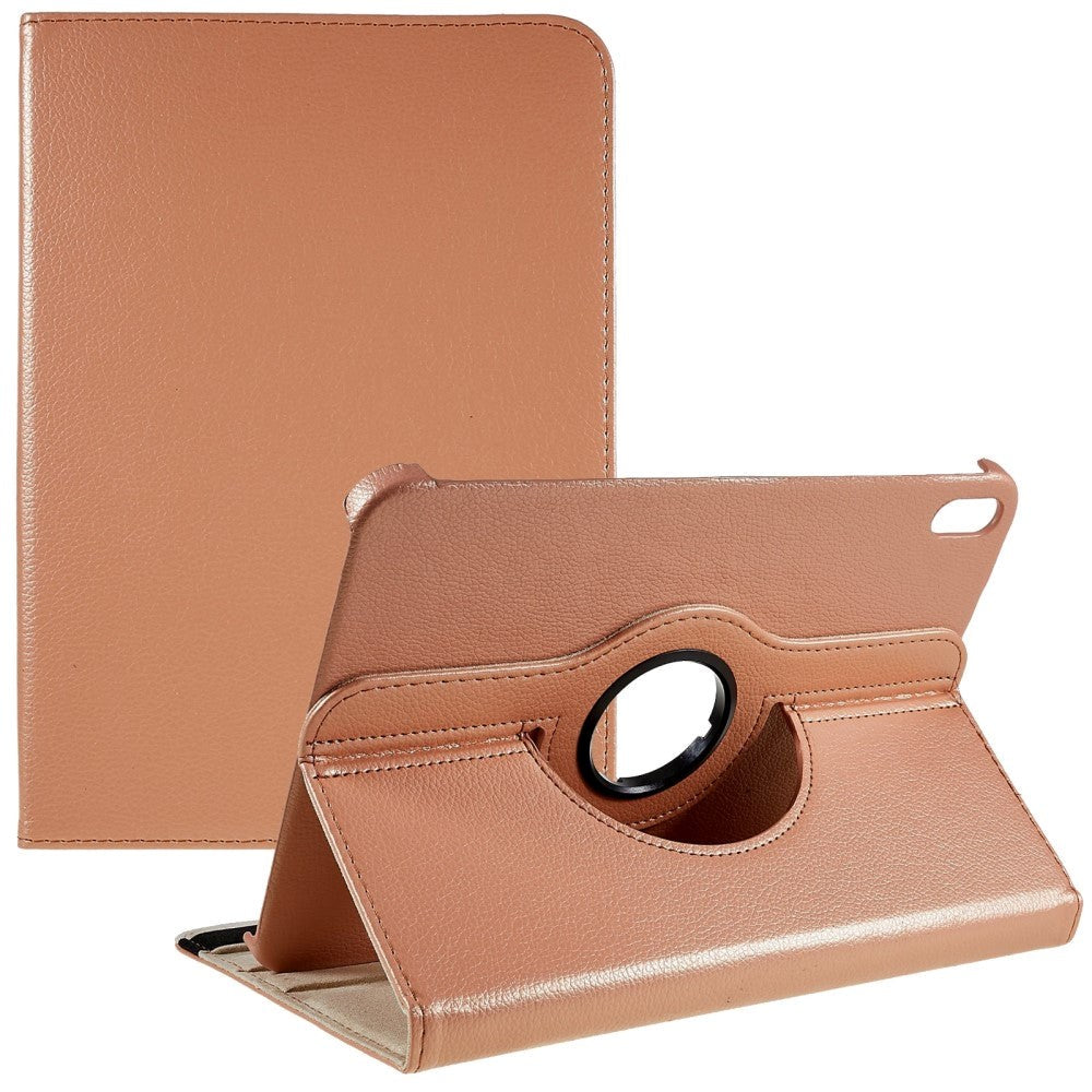 EIDERWOOD iPad 10.9" (2022) Klassiskt Läder Fodral m. 360⁰ Stativfunktion - Rose Gold