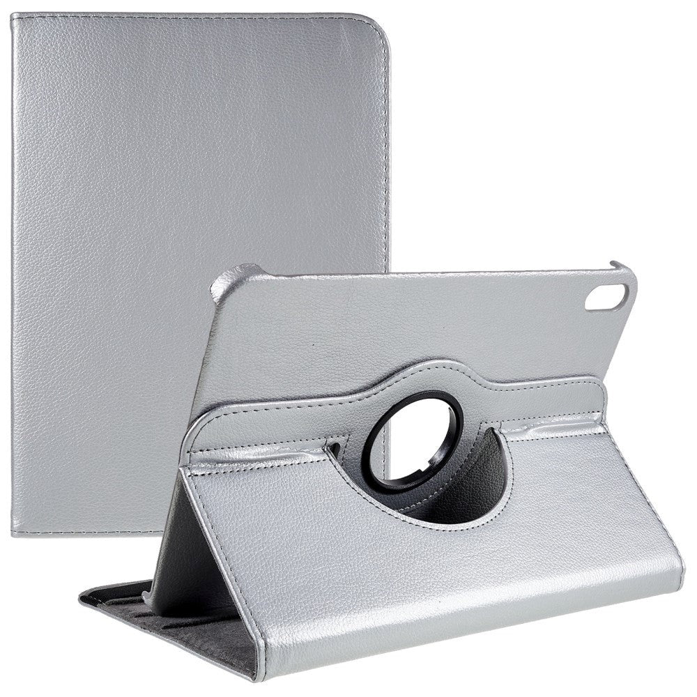 EIDERWOOD iPad 10.9" (2022) Klassiskt Läder Fodral m. 360⁰ Stativfunktion - Silver