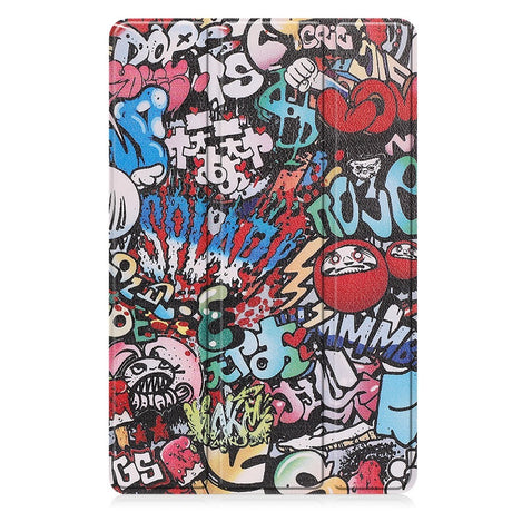 EIDERWOOD Nokia T21 Tri-Fold Konstläder Fodral med Sleep-Wake Funktion - Graffiti