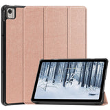 EIDERWOOD Nokia T21 Tri-Fold Konstläder Fodral med Stativfunktion - Rose Gold