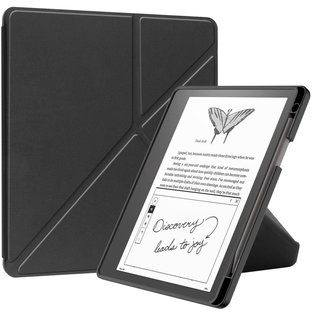 Amazon Kindle Scribe 11th Generation (2022) Origami Konstläder Fodral med Pennhållare - Svart