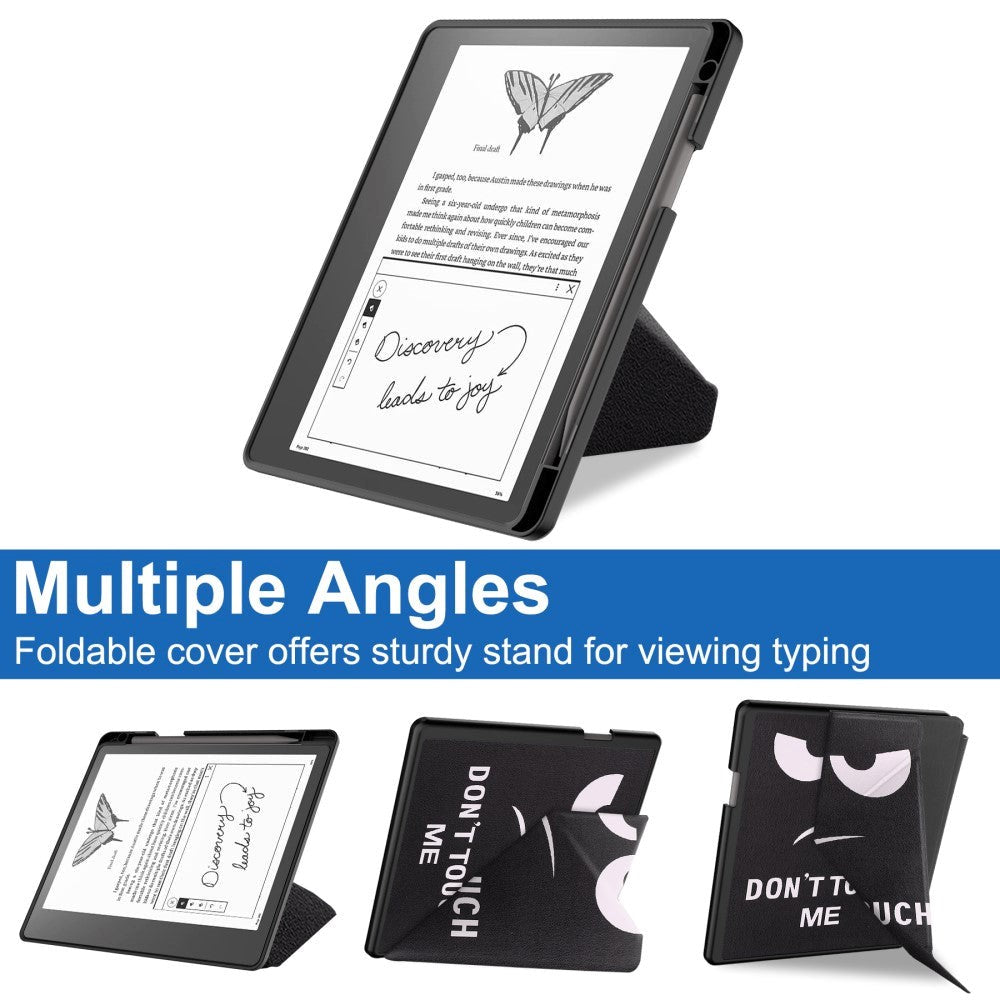 Amazon Kindle Scribe 11th generationen (2022) Origami Läder Fodral med Pennhållare - "Don't Touch Me"