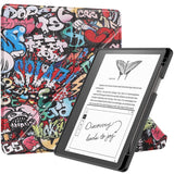 Amazon Kindle Scribe 11th generationen (2022) Origami Läder Fodral med Pennhållare - Graffiti