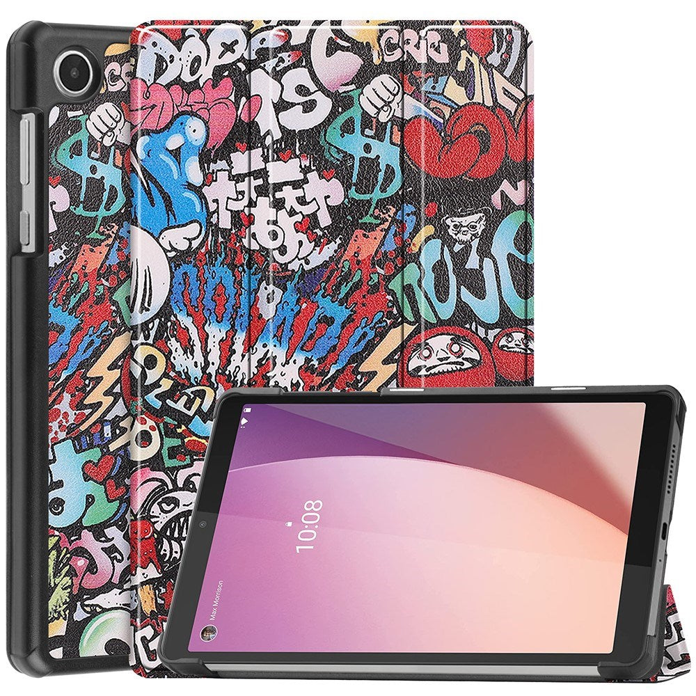 EIDERWOOD Lenovo Tab M8 (4. Gen.) Tri-Fold Konstläder Flip Fodral m. Mönster - Graffiti