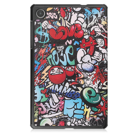 EIDERWOOD Lenovo Tab M8 (4. Gen.) Tri-Fold Konstläder Flip Fodral m. Mönster - Graffiti