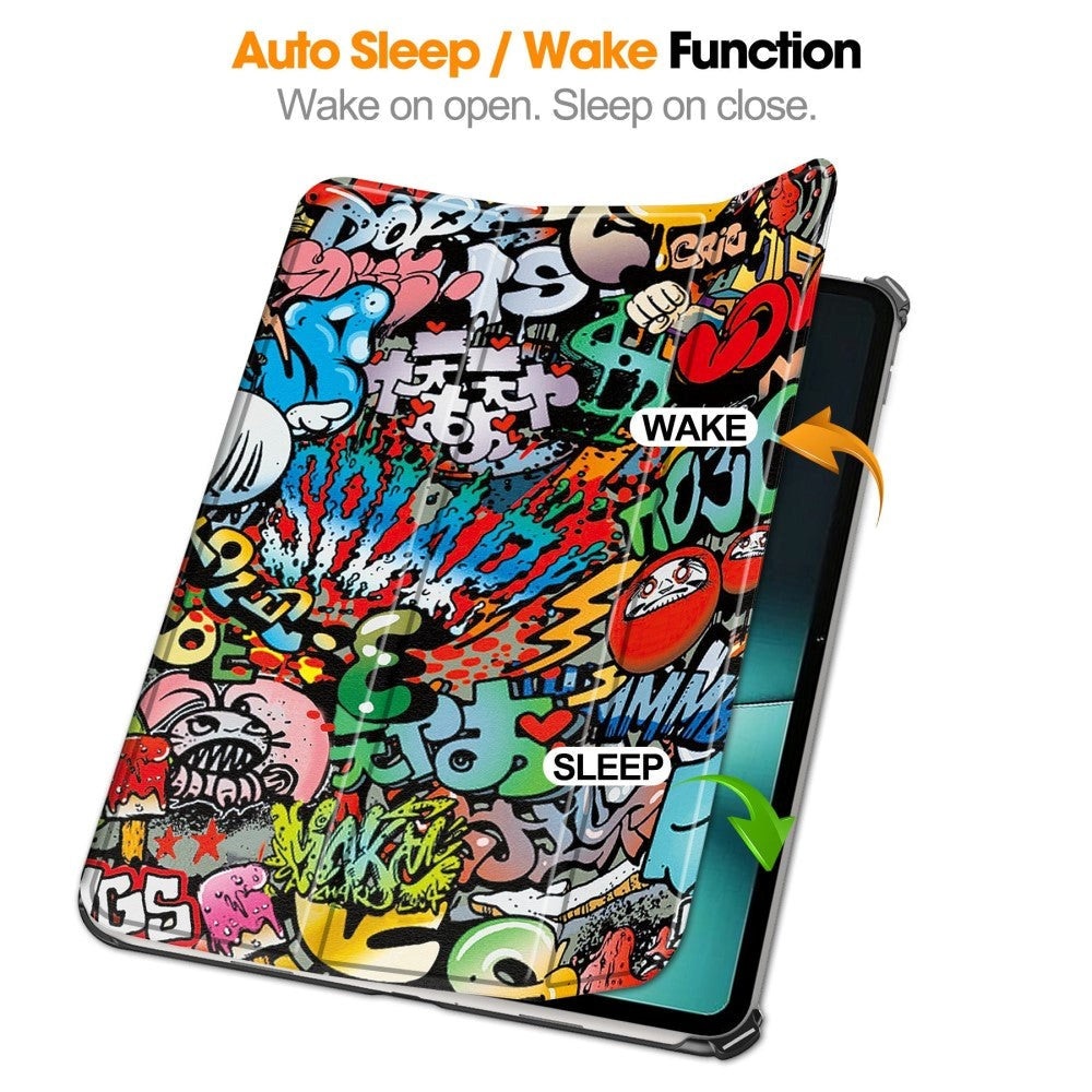 OnePlus Pad / Oppo Pad 2 PU-Läder Fodral med Tri-fold Stand & Wake-up Funktion - Grafitti