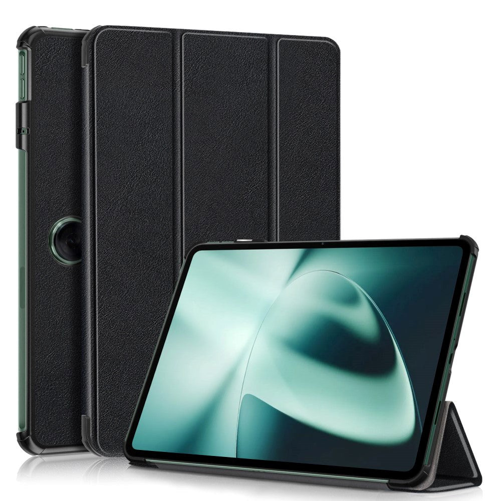 OnePlus Pad / Oppo Pad 2 Tri-Fold Konstläder Fodral med Stativfunktion - Svart