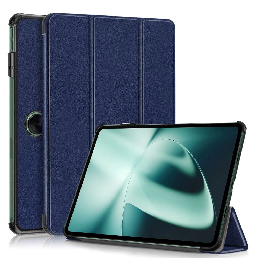 OnePlus Pad / Oppo Pad 2 Tri-Fold Konstläder Fodral med Stativfunktion - Blå