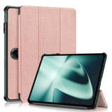 OnePlus Pad / Oppo Pad 2 Tri-Fold Konstläder Fodral med Stativfunktion - Rose Gold