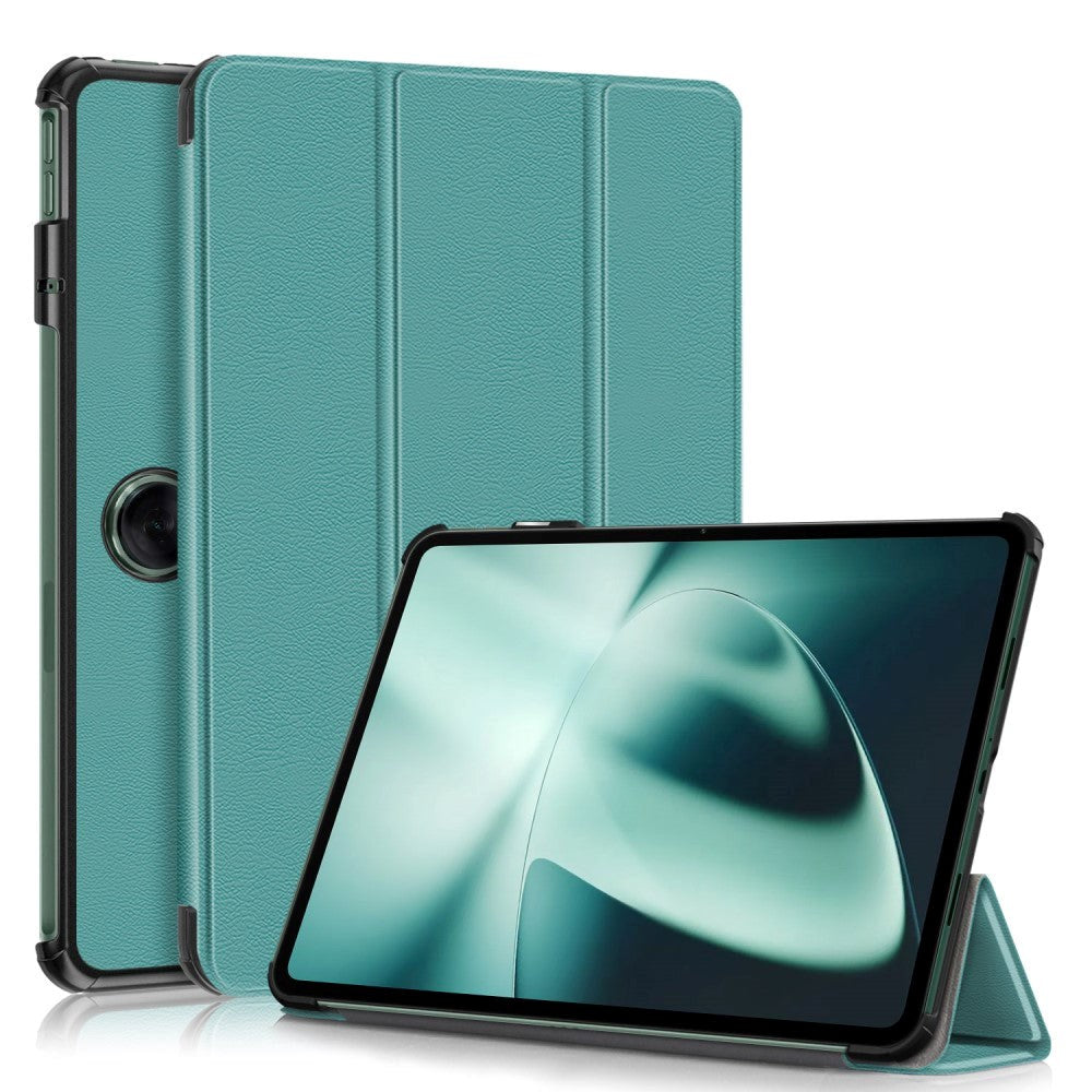 OnePlus Pad / Oppo Pad 2 Tri-Fold Konstläder Fodral med Stativfunktion - Turkos