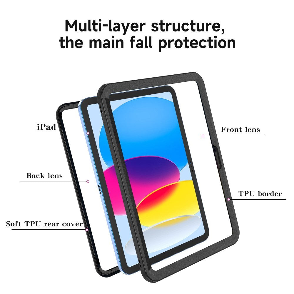 iPad 10.9" (2022) Vattentätt Craftsman Skal med Skärmskydd - Transparent / Svart