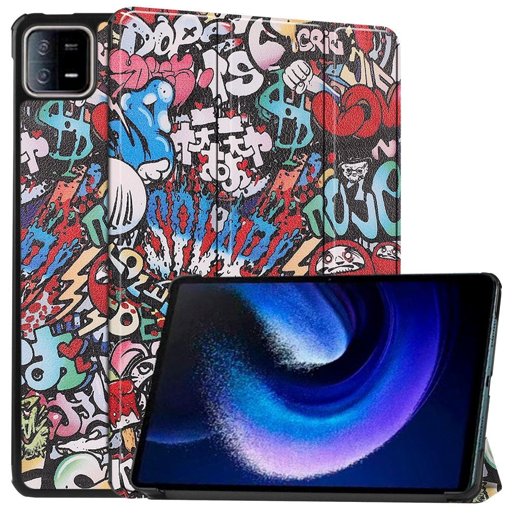 Xiaomi Pad 6 Konstläderfodral med Stativ - Graffiti