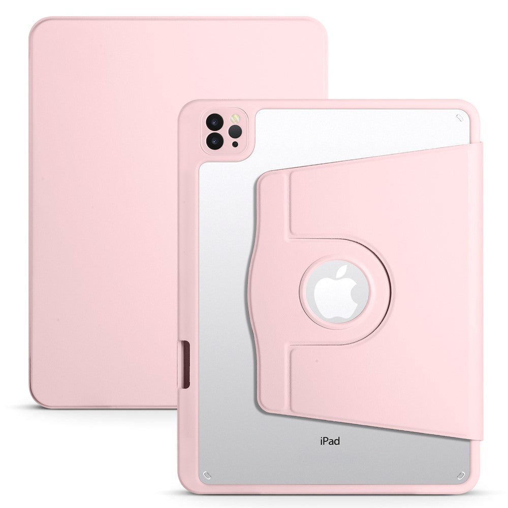 iPad Pro 12.9" (2022 / 2021 / 2020 / 2018) Tri-Fold Fodral med Apple Pencil Hållare - Rosa / Transparent